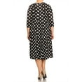 thumbnail image 4 of Women's Plus Size Loose Fit Scoop Neck 3/4 Sleeve Polka Dot Patterned A-Line Long Dress, 4 of 5