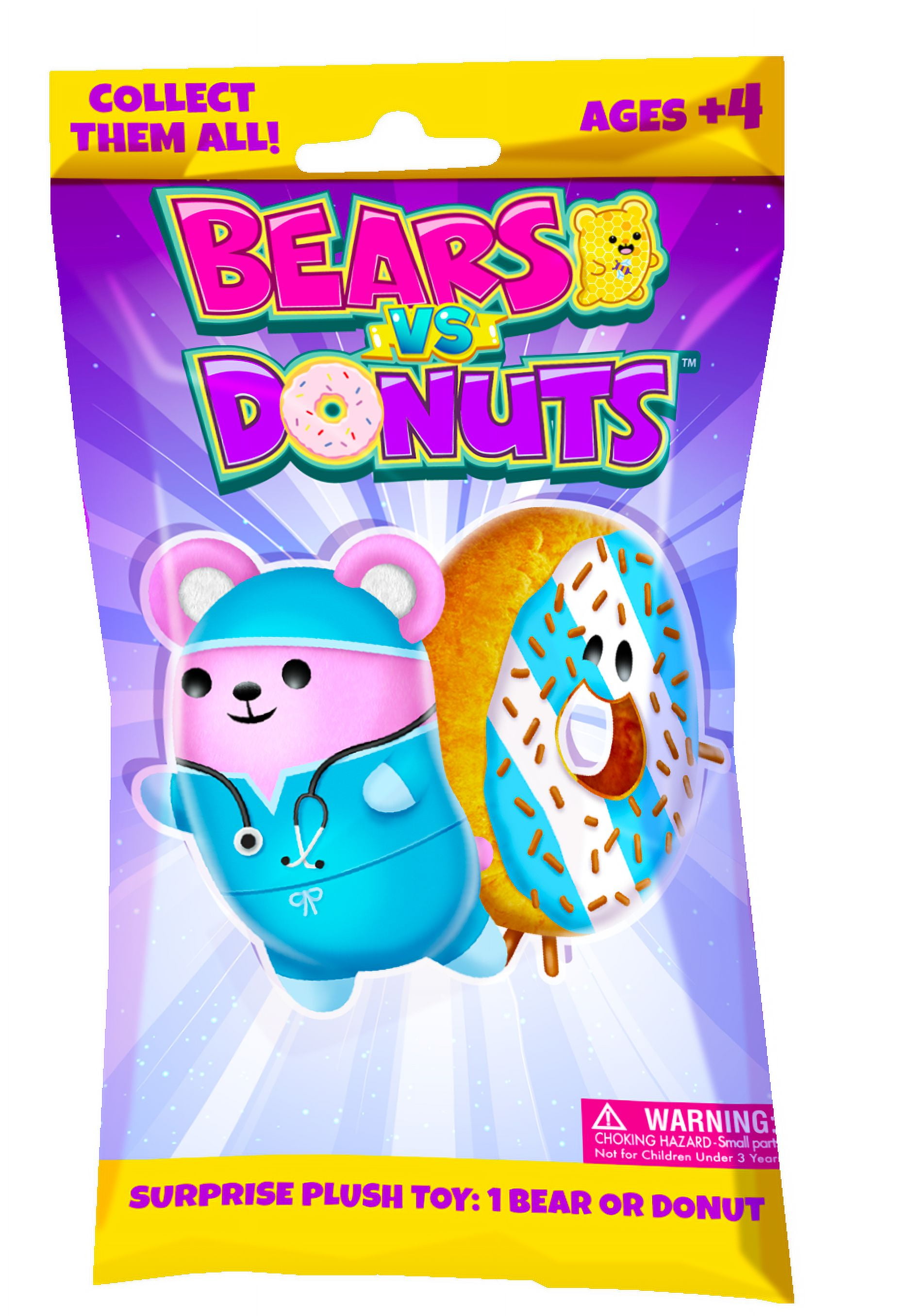 Bears Vs Donuts 1pc Mystery Bags 4in Bean Filled Plushies: Collectibles for Ages 4 +