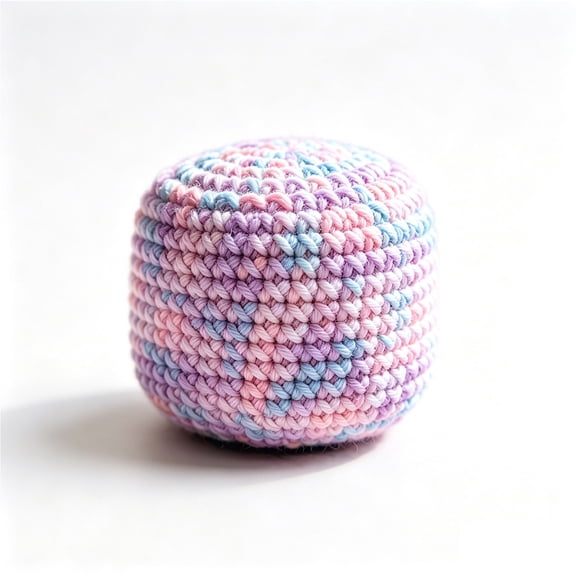 JWZZYD Crocheted Kick Toss Footbag, Multicolor Handmade Knitted Hacky Ball, Soft Cotton Stress Relief Ball for Adults, Party Games, Outdoor Activities and Casual Play(Style:D, 1 Pack)