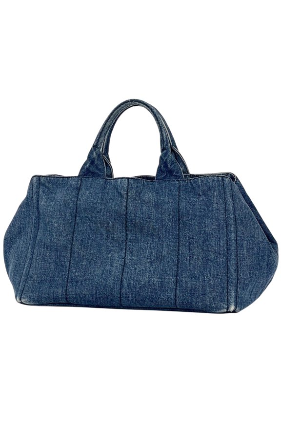 Pre-Owned Prada Canapa Tote 2-Way Denim Navy Women's