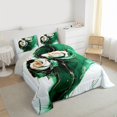 thumbnail image 3 of Homewish Rose Flower Floral Full Size Comforter Sets for Adult, Dreamy Green Mabrle Bedding Comforter Set, Fashion Art Abstract Reversible Bedding Sets, Lightweight Room Decor, 3pcs, 3 of 8