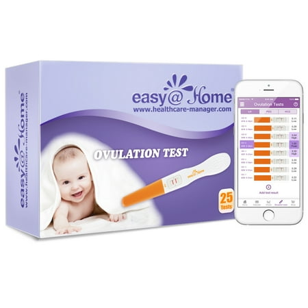 Easy@Home 25 Ovulation Predictor Kit Test Sticks, Midstream Fertility Tests, Powered by Premom Ovulation Predictor App and Period Tracking Free iOS and Android App, 25 LH (Best App For Tracking Periods And Fertility)