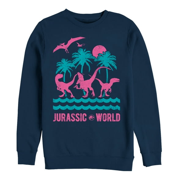 Men's Jurassic World: Fallen Kingdom Tropical Dinosaurs  Sweatshirt Navy Blue 2X Large