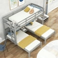 thumbnail image 4 of Wood Twin over Twin & Twin Triple Bunk Bed with Built-In Nightstand, 3 Bed Bunk Bed(Gray), 4 of 9