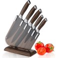 thumbnail image 1 of shiyou-Knife Set, Kitchen Knife 6 Pieces Set with Vertical Storage Transparent Knife Block, Stainless Steel Blade with Non-Stick Coating, Non-Slip Wood Grain Handle Perfect for Housewarming Gift, 1 of 4
