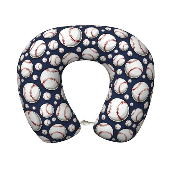 Disketp Cute Basebal Travel Pillow Memory Foam Neck Pillow Support Pillow for Camping, Sleeping Rest Cushion Airplane Pillow