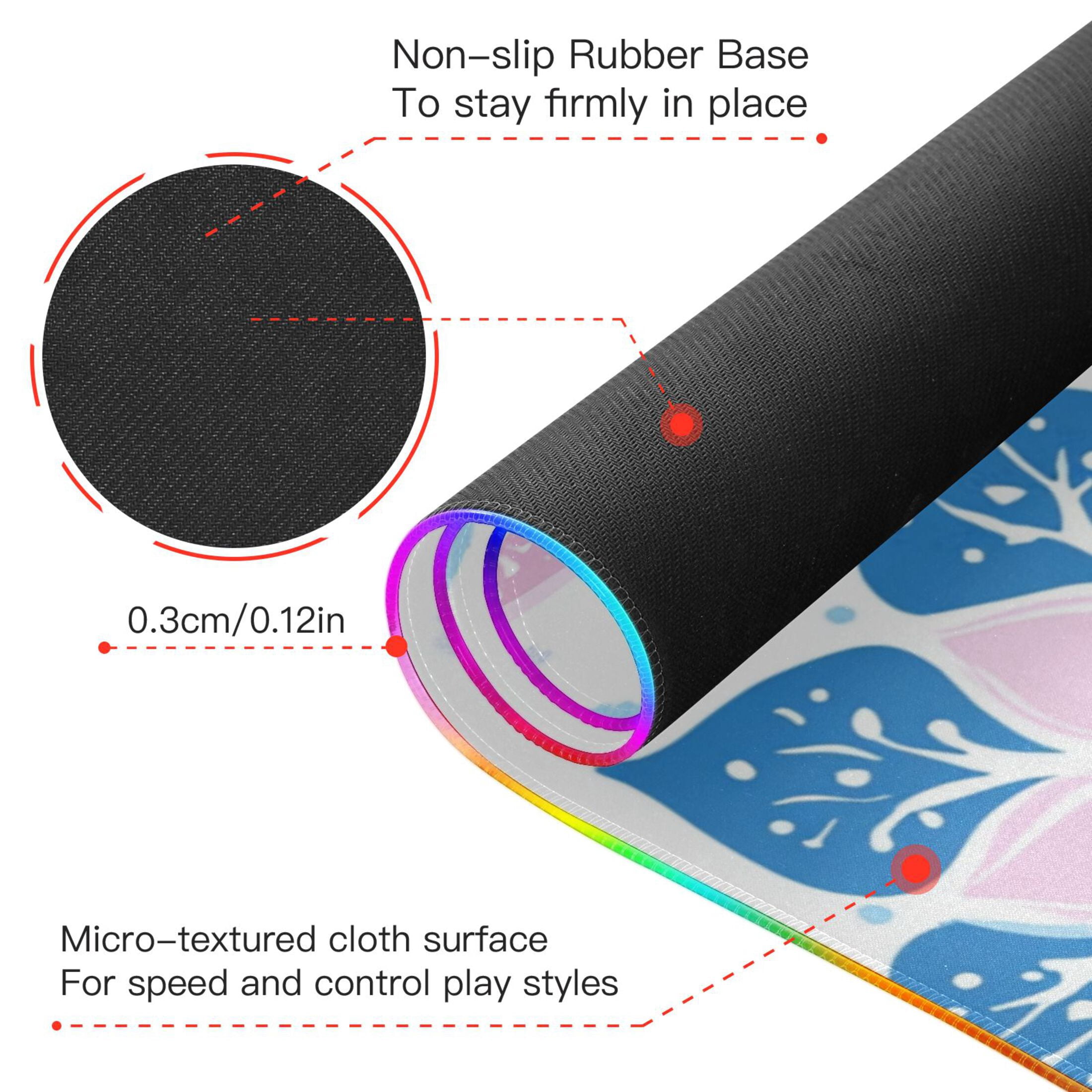 Pink Blue Floral Geometric Wireless Charging RGB Gaming Mouse Pad Large Keyboard Mat Rubber Base 13 Light Modes