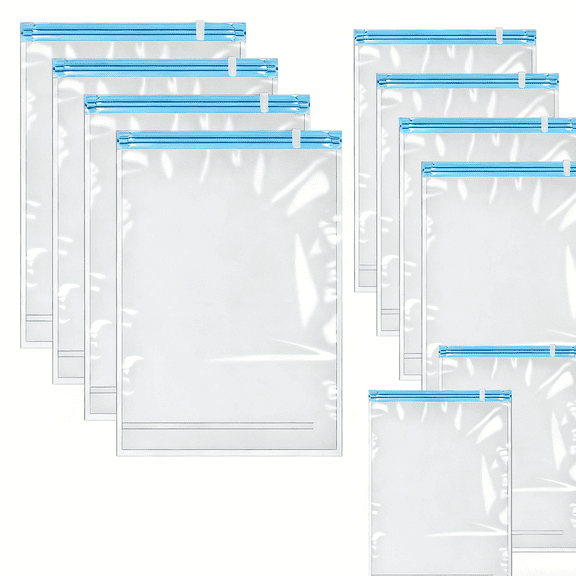 10 Pack Roll Up Compression Bags for Travel, Sealed Space Saver Vacuum Storage Bags Combo (4 Large & 6 Medium), Vacuum Seal Bags for Clothing Luggage Packing Organizers, No Vacuum & Pump Needed