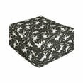 thumbnail image 1 of Exotic Rectangle Pouf, Big Monstera Leaves Outline Drawn in Golden Yellow Tone Retro Hawaiian, Under Desk Foot Stool for Living Room Office with Cover, 25", Charcoal Grey and White, by Ambesonne, 1 of 4