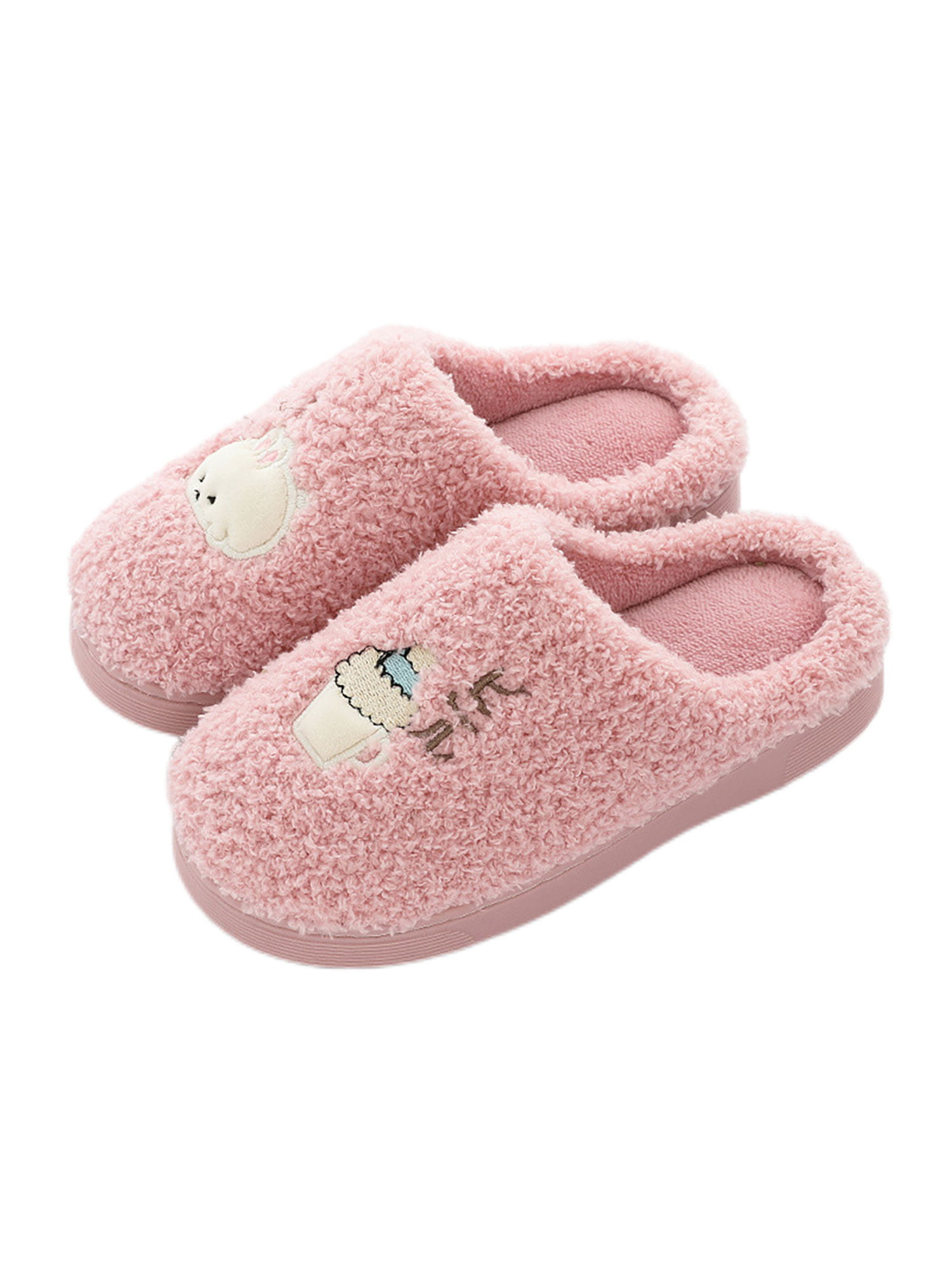 Dunnes Fun Fur Baby Pink Fluffy Slippers With Easy Fastening Size 12-13 Kids 