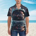 thumbnail image 2 of Gaeub Astronaut Helmet Reflections Print Men's Hawaiian Shirt,Button Down Short Sleeves Shirts,Tropical Beach Casual Button Down Shirts,3X-Large, 2 of 7