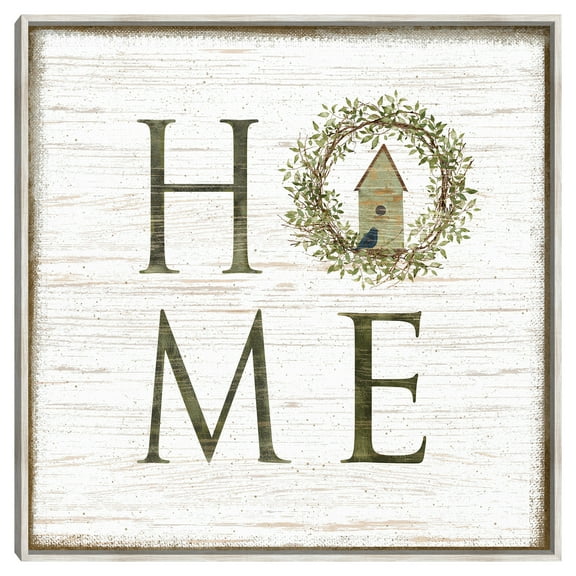Beth Albert Home for Christmas Birdhouse 20 in x 20 in Framed Painting Canvas Art Print, by Masterpiece Art Gallery