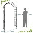 thumbnail image 2 of Pinypikaka Metal Garden Arch, 86" H Outdoor Lawn Arbor with Stakes, Garden Arch Arbor Trellis for Climbing Plants, Roses, Vines, Wedding Archway Decor for Lawn, Patio, Party, Backyard, 2 of 6