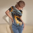 thumbnail image 5 of Balery Golden White Fire Dragon Women's Short Sleevee Crew Neck Bodysuit Tops Short Sleeve Tops Basic-X-Large, 5 of 9