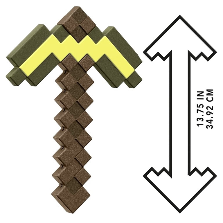 Mattel Minecraft Gold Pickaxe Toy, Pixelated Role-Play Accessory