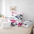 thumbnail image 6 of jejeloiu Japanese Wave 7pcs Bedding Comforter Set,Ink Mountain Pattern Queen Bedding Sets,Pink Cherry Floral Queen Sheet Sets For Men Women,Ultra Soft Home Decor Reversible, 6 of 8