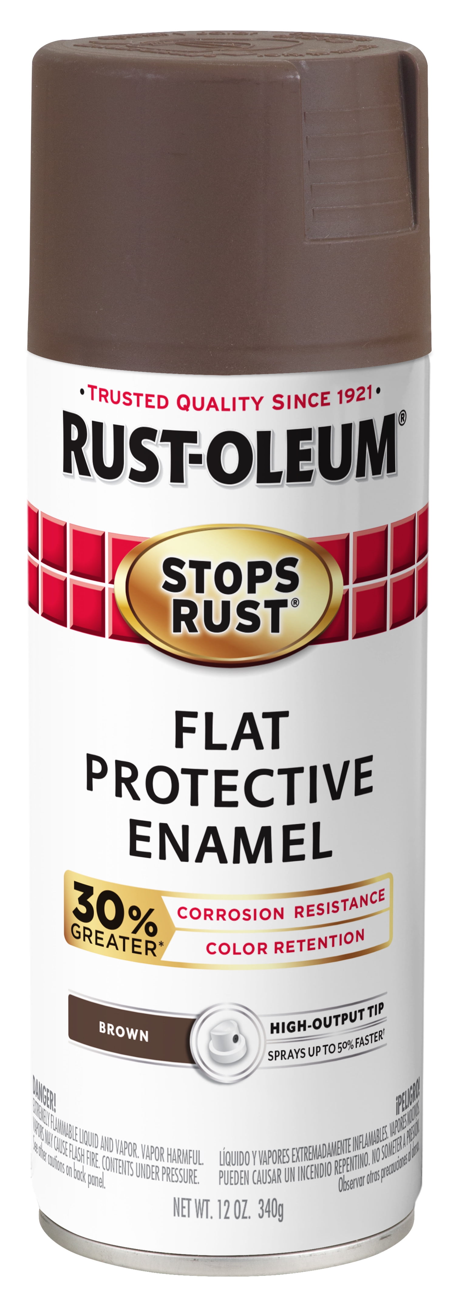 Brown, RustOleum Stops Rust Advanced Flat Spray Paint, 12 oz