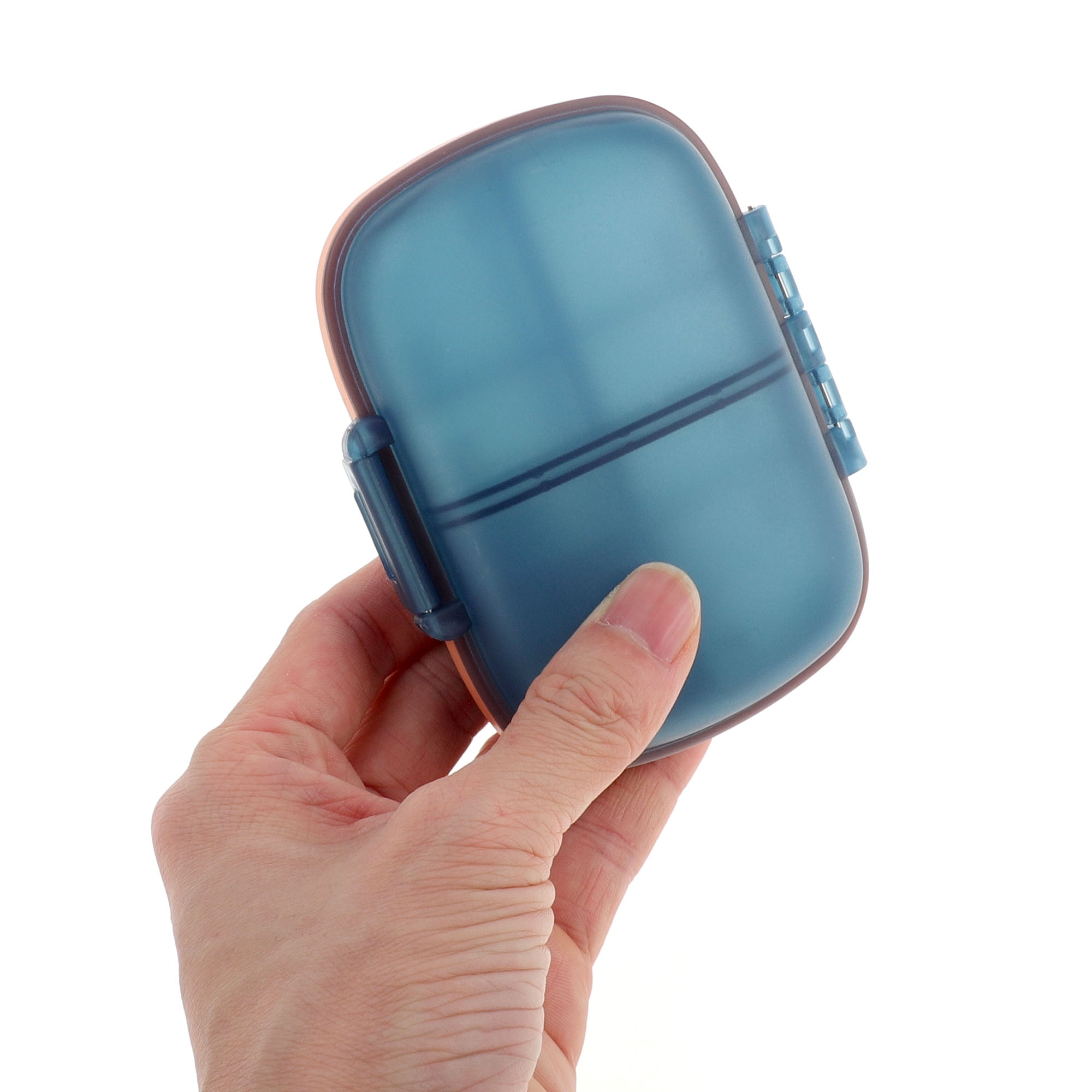Unique Bargains 8 Grids Double Layers Pill Box for Travel Blue