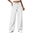 thumbnail image 5 of fnnxnal Girls' High-Waisted Baggy Wide-Leg Jeans - White Y2K Vintage Relaxed Loose Fit Casual Pants for School & Play,Size 9-10 T, 5 of 9