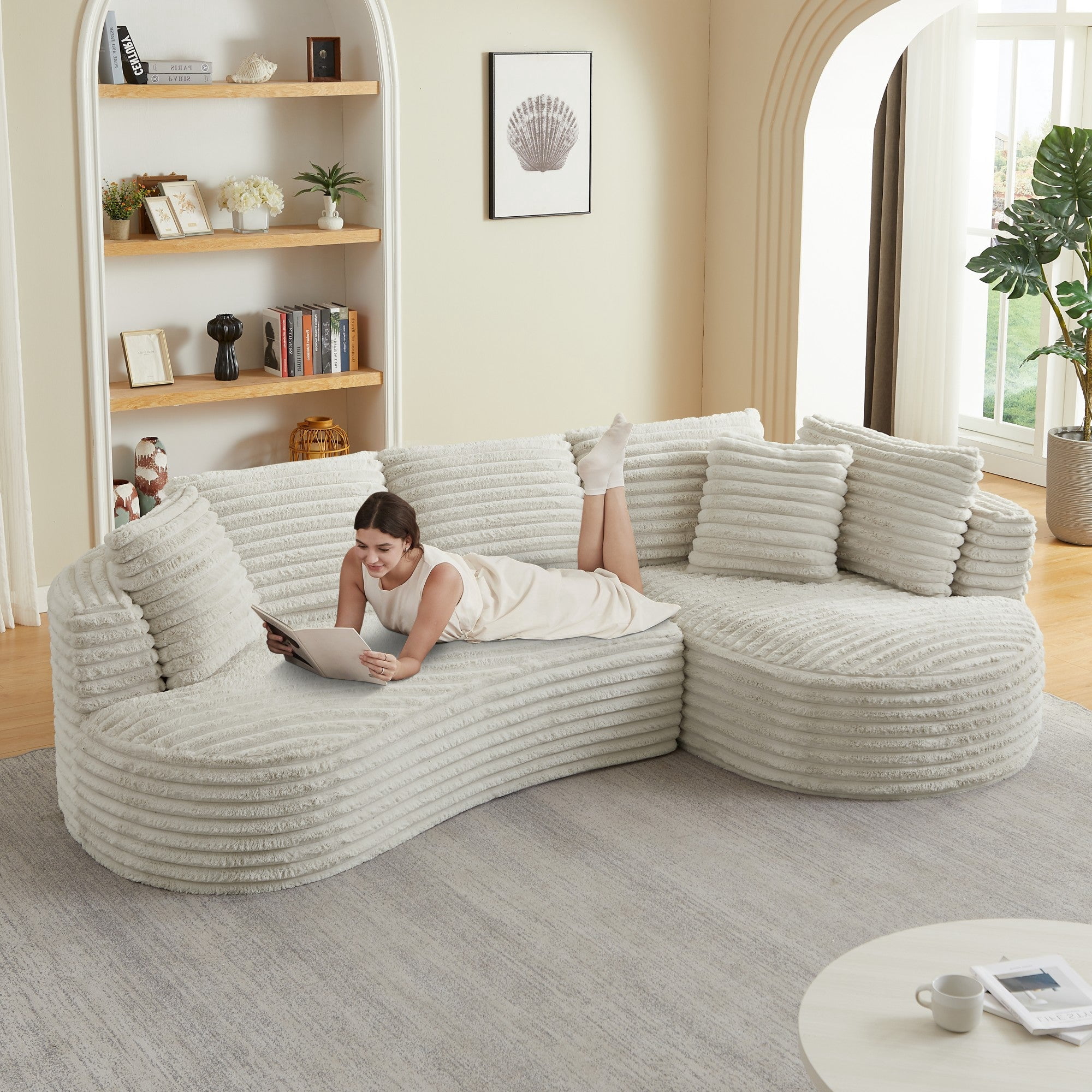 Sailvan Modern Curved L-Shape Luxury Sectional Sofa, Comfy Sleeper Couch,No Assembly Required