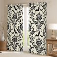 thumbnail image 2 of Homewish Vintage Damask Kitchen Curtains, Classic Gothic Flower Black Out Curtains Pack of 2 (42x63 Each), Ivory Black, 2 of 5