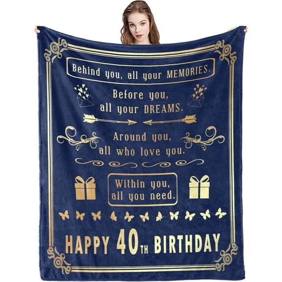DAJU Happy 40th Birthday Gifts Blanket for Women 40th Birthday Gifts for Women 40th Birthday Gift Ideas for Husband Wife Dad Mom 40th Birthday Decorations Throw Blanket Turning 40 Gift for Men