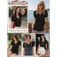thumbnail image 5 of MOYIKO Blouses for Women T Shirts Pleated Button Puff Short Sleeve Shirts Dressy Casual V Neck Tunic Tops Summer Shirts, 5 of 7