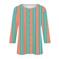 thumbnail image 5 of Utoimkio Clearance Women's 3/4 Sleeve Tops Casual Button Down Shirts for Women Loose Fit Casual Striped Print Blouses for Women, 5 of 5
