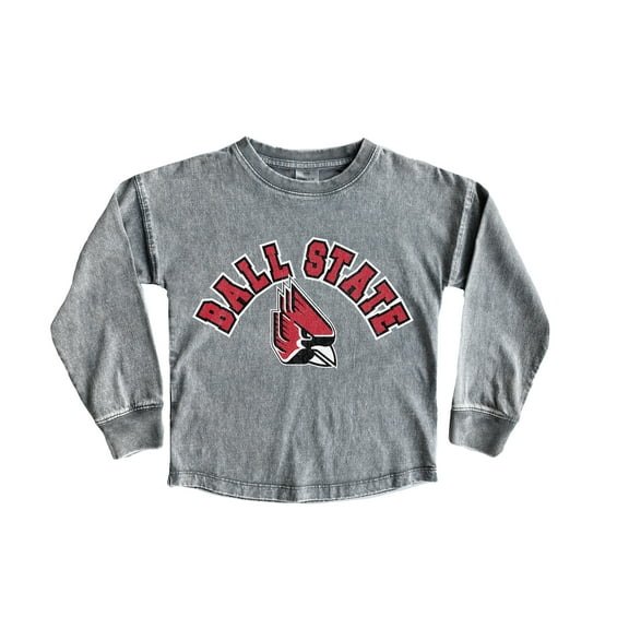 Girls Youth Gameday Couture Gray Ball State Cardinals Faded Wash Pullover Top