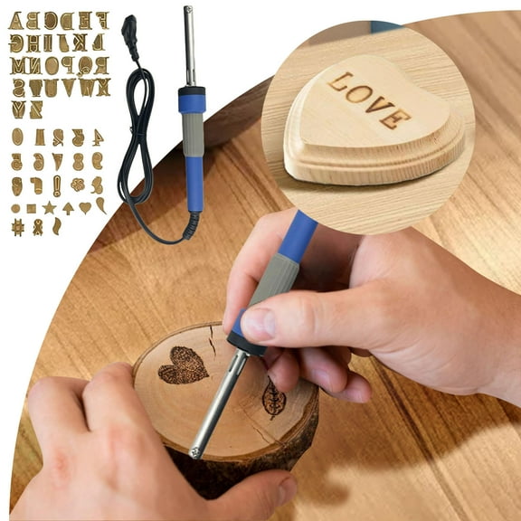 New Wood Burning Kit with Letter Stamps, Wood Burning Pen with 26 Letters Alphabet, 10 Number and 10 Special Symbols, DIY Valentine's Day Birthday Gift