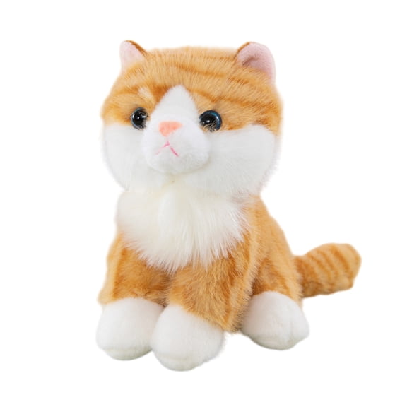 Interactive Meowing Cat Plush Toy, Cute Sitting Kitten Stuffed Animal for Cat Lovers