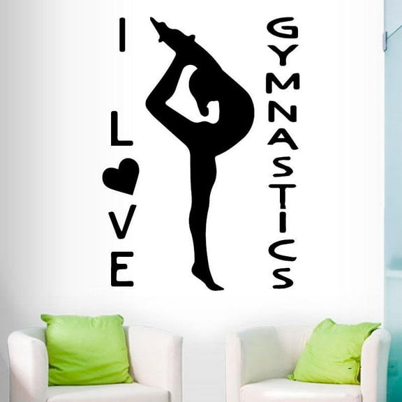 Gymnastics Girl Wall Stickers Vinyl Art Murals Wall Decals Girls Room Decoration Sport Home Decor Self-Adhesive Wallpaper 42x22cm