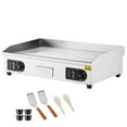 thumbnail image 1 of KFFKFF Professional Electric Griddle, 2800W Tabletop Flat Grill, Temperature Range 122℉-572 ℉, Dimensions 28.74 x 15.75 x 0.39in, Stainless Steel Grill Including 2 Shovels and 2 Brushes, 1 of 9