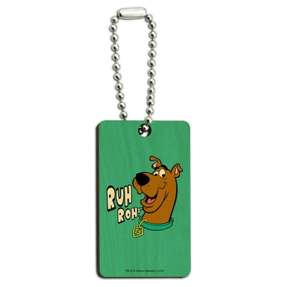 Scooby-Doo Ruh Roh Wood Wooden Rectangle Keychain Key Ring