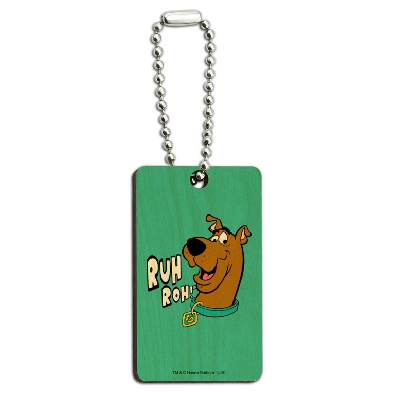Scooby-Doo Ruh Roh Wood Wooden Rectangle Keychain Key Ring 