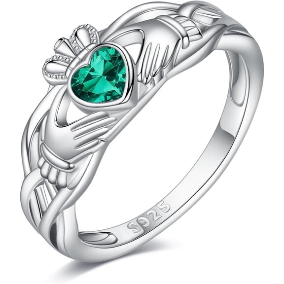 JEABZEL‌ 925 Sterling Silver Claddagh Ring for Women - Irish Celtic Jewelry, Christmas Gift, Size 7