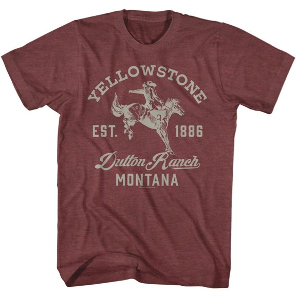 Yellowstone Dutton Ranch Cowboy Vintage Maroon Heather T-Shirt