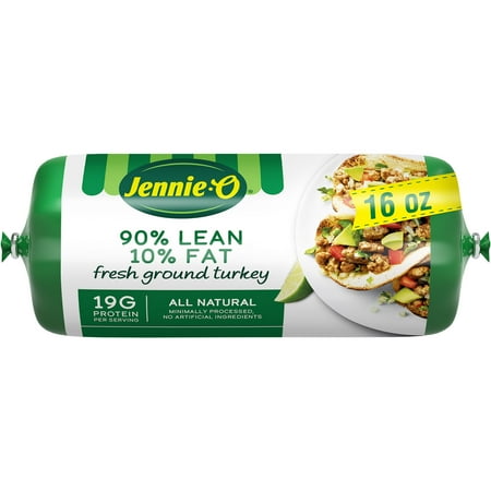 JENNIE-O Ground Turkey All Natural, 90/10%, Roll, 1 Pound, 18 Grams of Protein per Serving