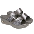 thumbnail image 4 of Sandalias de cuña de tacón grueso, verano, playa, caminar, punta abierta, diseño, zapatilla de cuña, gris, talla 37 1 par Advancent AP1213-03, 4 of 7