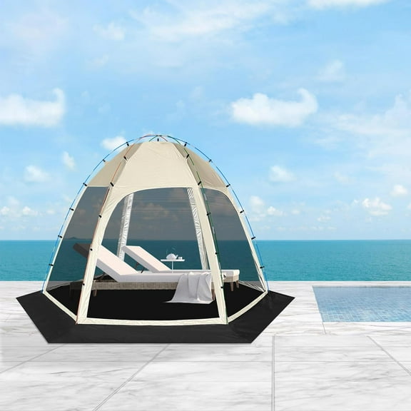 Large 11.8'x11.8' Screen Tent with Removable Floor - Khaki for Backyard Outdoor Activities