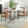 thumbnail image 2 of Gymax Dining Chair Set of 4 Faux Leather Upholstered Kitchen Side Chair w/ Curved Brown, 2 of 9