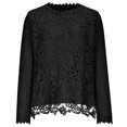 thumbnail image 3 of Htigea Women's Lace Crochet Tops Dressy Long Sleeve Tops Elegant Going Out Party Blouses Black L, 3 of 5