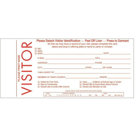 Visitor Card with Detachable Name Tag (Cards)