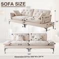 thumbnail image 7 of Chenille Loveseat Sofa for Living Room, Oversized 2 Seater, Adjustable Pillow Armrest, Tufted Backrest, 2 Seat Cushion Modern Fabric Couches w/Iron Legs, Beige, 7 of 7