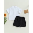 thumbnail image 4 of Lnzyyephy 2Pcs Toddler Boys Beach Outfits Short Sleeve Button Down Shirt and Striped Shorts Set Summer Clothes, 4 of 8