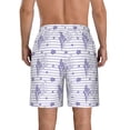 thumbnail image 3 of KLL Stripes and Sprigs of Lavender Men's Casual Summer Beach Shorts Hawaiian Shorts with Pockets-Large, 3 of 5