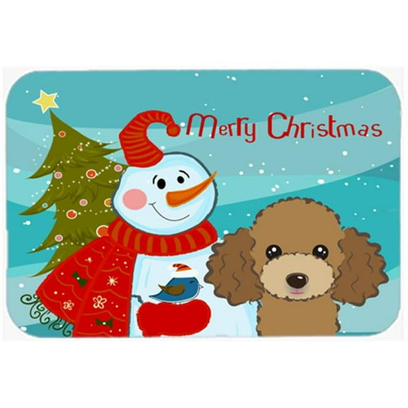 Carolines Treasures  Snowman With Chocolate Brown Poodle Mouse Pad