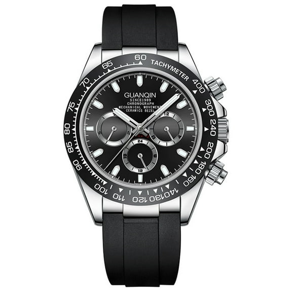 GUANQIN Men Week Month Multifunctional Vintage Wristwatch Analog Japanese Automatic Self-Winding Mechanical Wrist Watch Steel or Silicone Band Sapphire Crystal Waterproof Luminous Business Clock