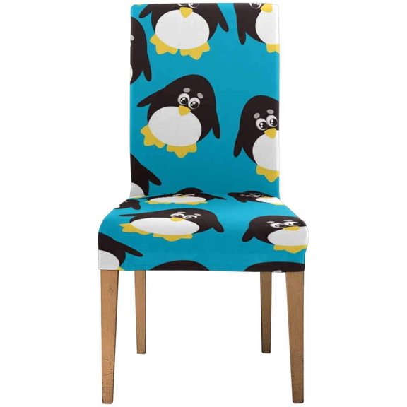 FMSHPON Cute Penguin Stretch Chair Cover Protector Seat Slipcover for Dining Room Hotel Wedding Party Set of 1