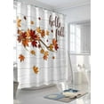 thumbnail image 3 of Fall Thansgiving Shower Curtain, Orange Maple Leaf Bathroom Decor Curtains Set with Hooks, White Wood Texture Waterproof Fabric Home Accessories， 72 X 78 Inch Long, 3 of 6